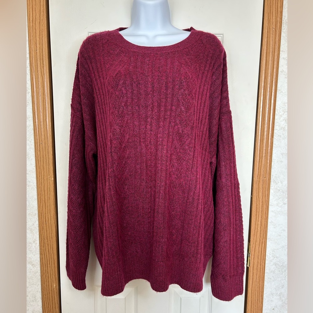 Legendary Outfitters Cable Knit Sweater XL Garnet Red Soft Cozy Crewneck NWT